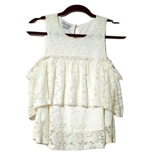 Bebe White Lace Cold Shoulder Top Size SP